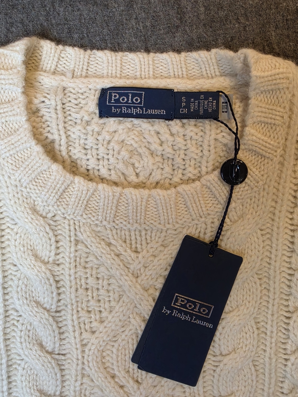 Polo by Ralph Lauren Womans Aran-Knit Wool-Blend Crewneck Sweater Small Cream - Picture 3 of 13
